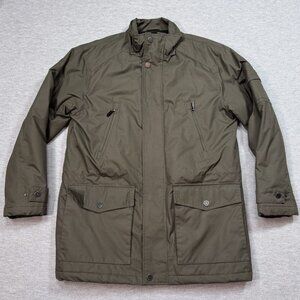 London Fog Mens Coat Green Insulated Winter Jacket Quilted Lining Pockets Medium